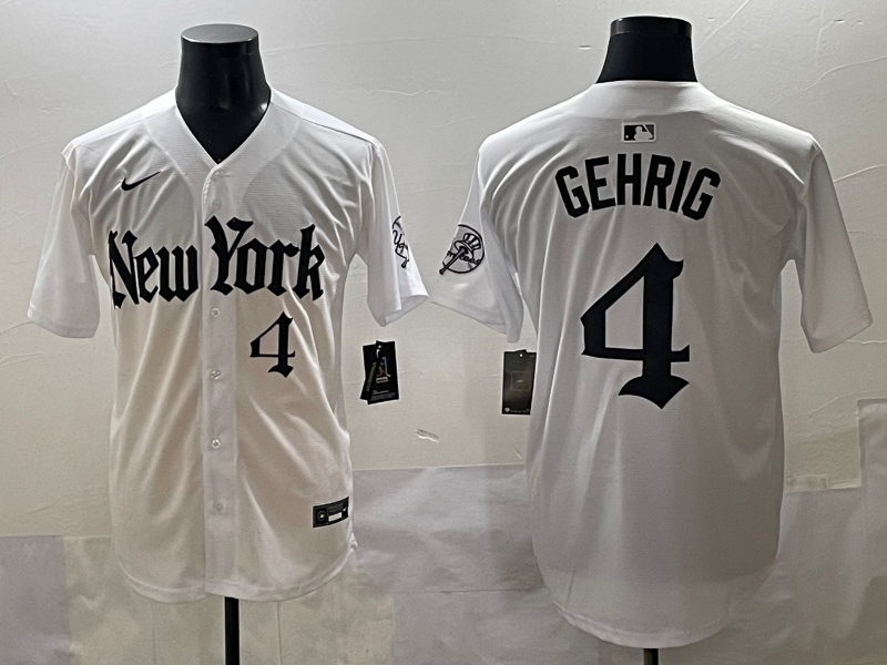 Men's New York Yankees Lou Gehrig #4 White Alternate Limited Jersey